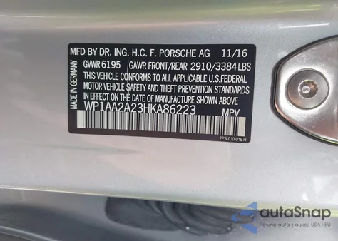 2017 Porsche Cayenne Platinum Edition из США, поврежденный, VIN WP1AA2A23HKA86223